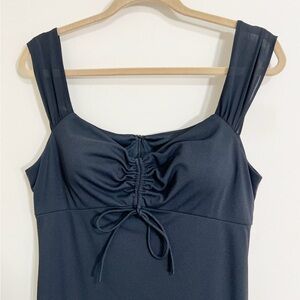 DE LARU BY SHEILA‎ YEN Juniors Cinch Midi Black Dress 9/10 Y2K Fairy Babydoll
